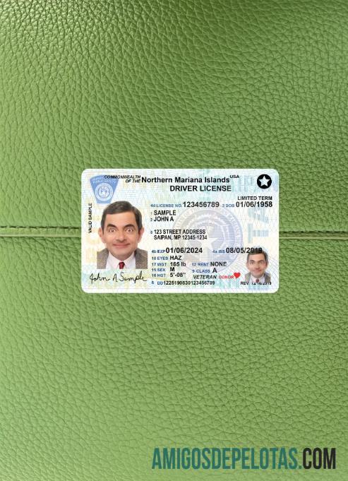 Carteira de habilitação das Ilhas Marianas do Norte dos EUA 2019 Presente fotolook frente exemplo real